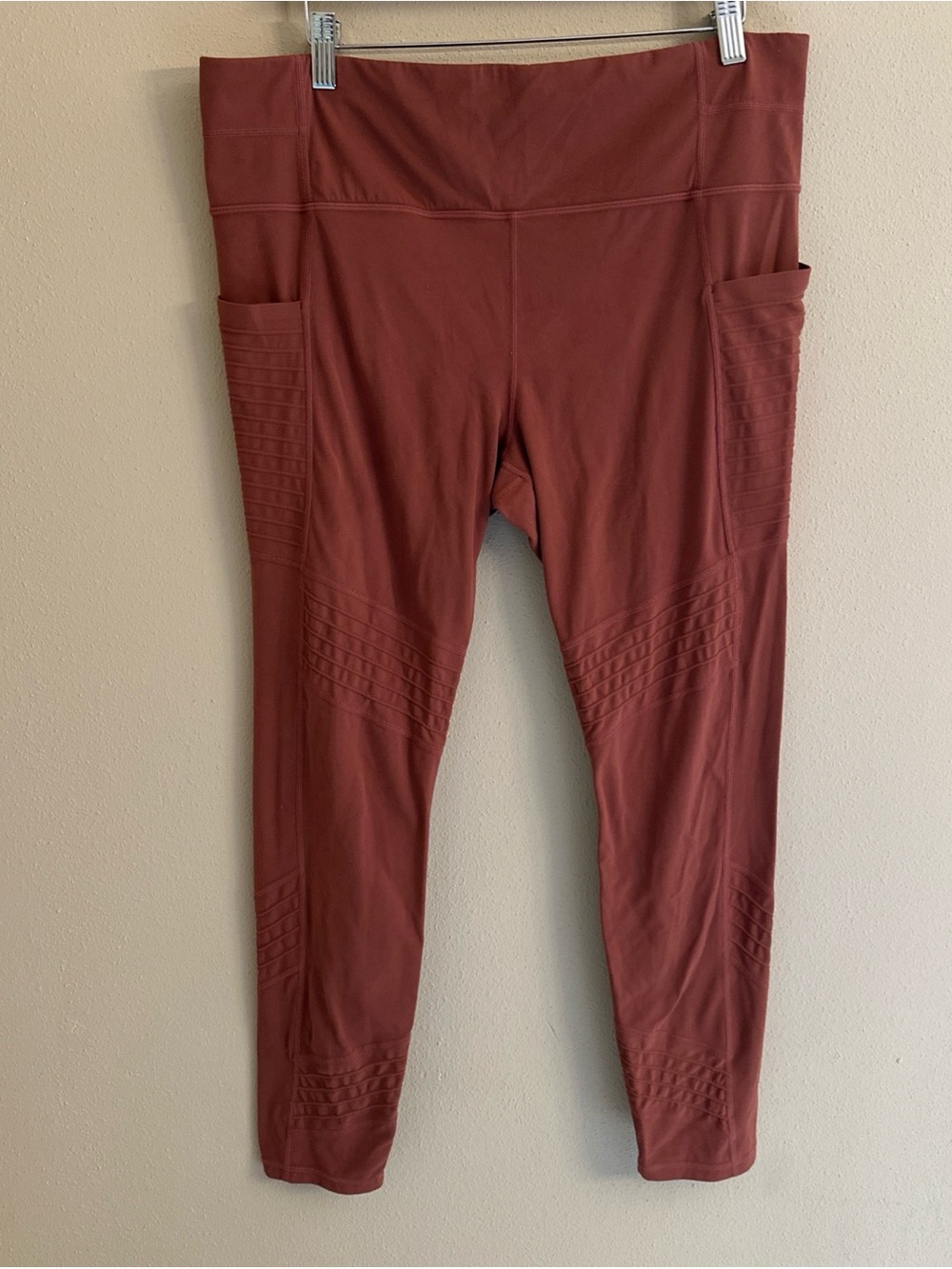 Athleta Leggings Womens XL Ribbed Pockets Ankle Gym Sporty‎